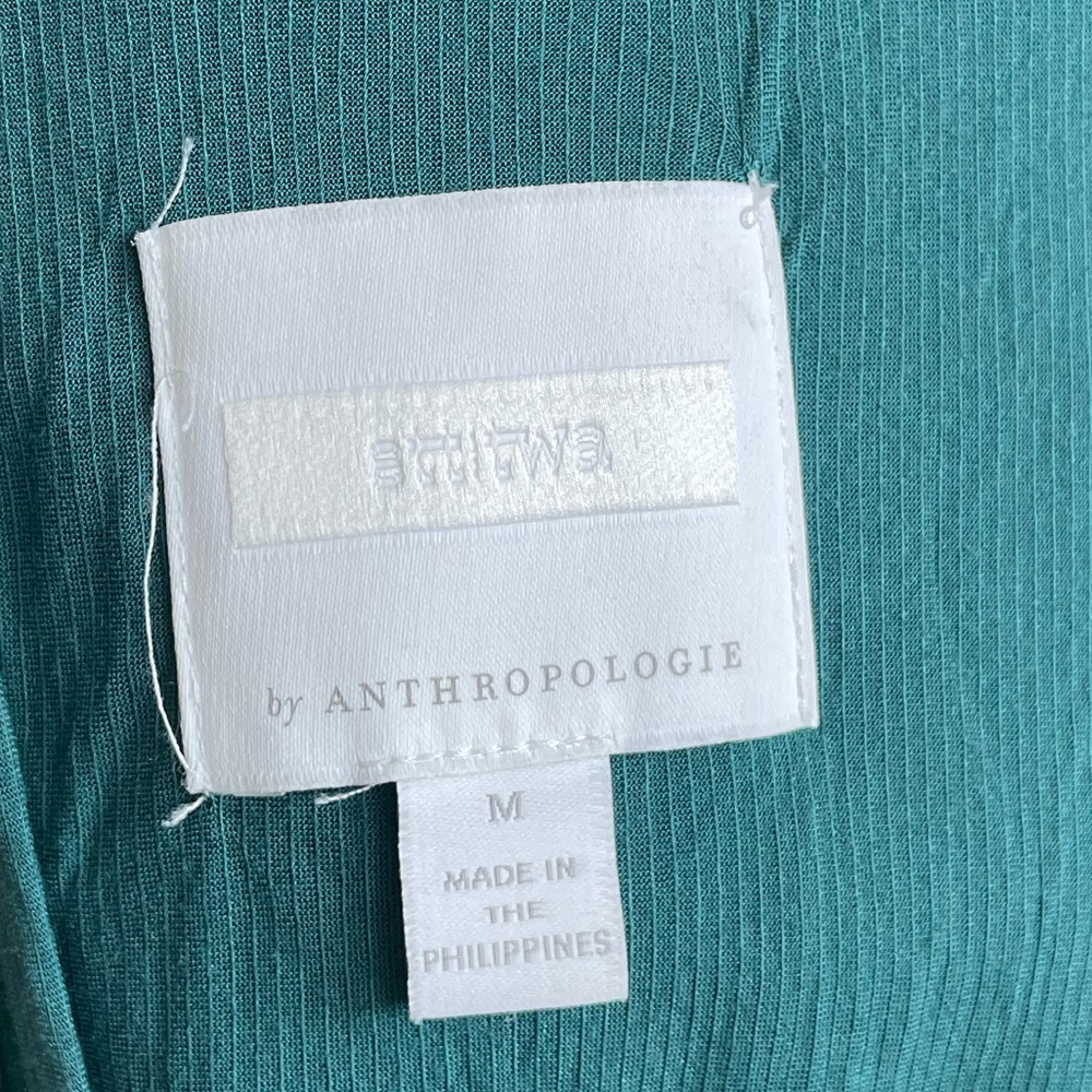 Anthropologie Green Striped V-Neck Wide-Leg Jumpsuit - Picture 9 of 15